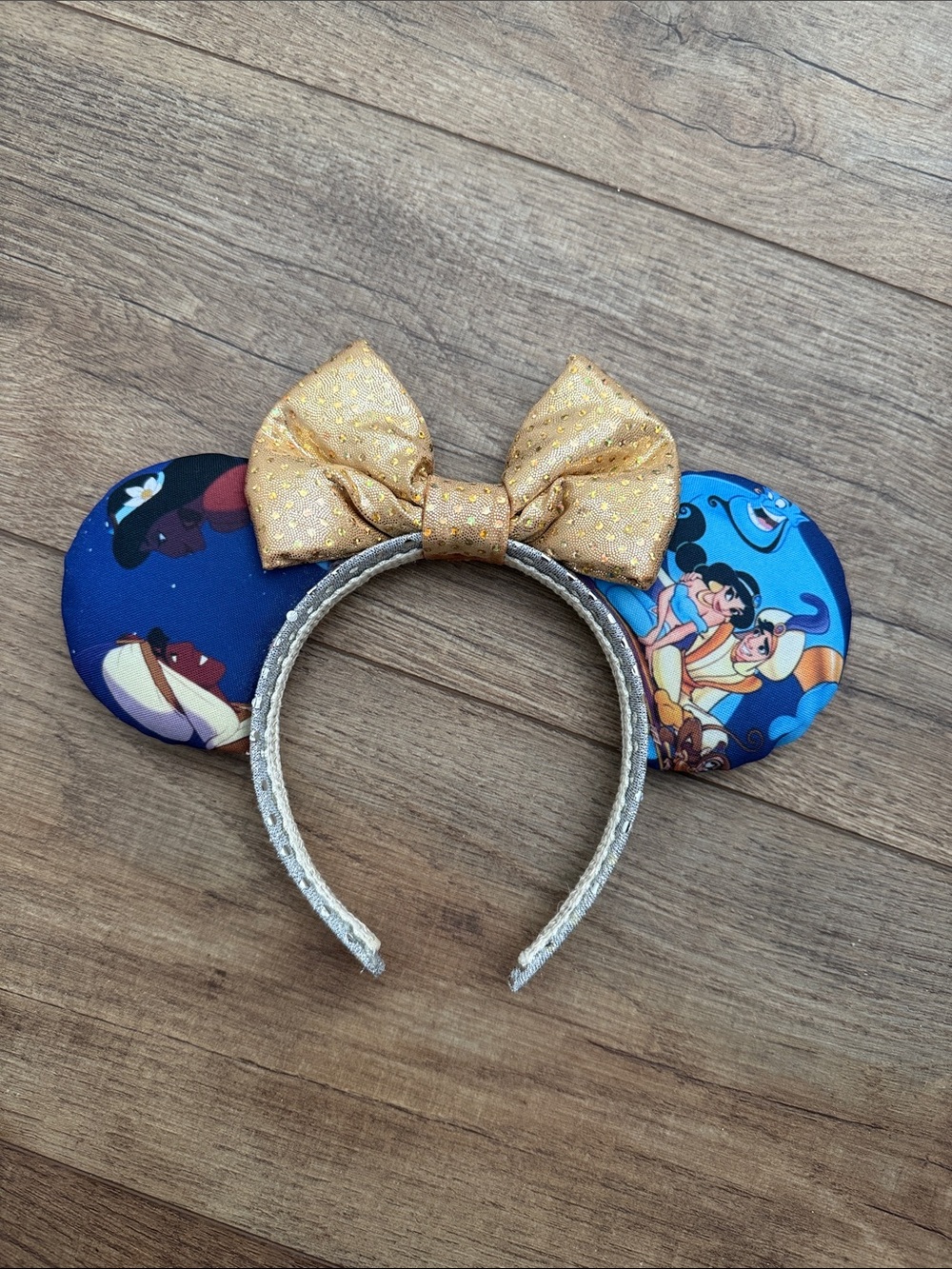 Gold Bow Blue Aladdin-Themed Disney Mickey Mouse Ear Headband